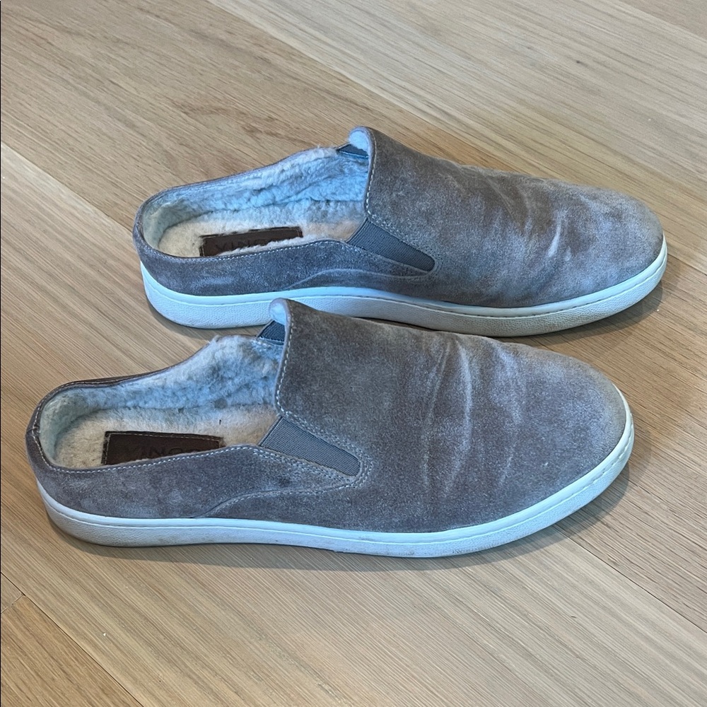 Women’s Suede Slip-On Mules - Grayge suede & shearling inside size 7.5 - Picture 3 of 8